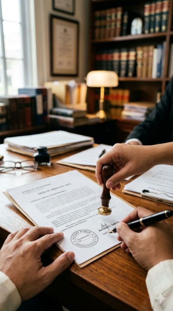 Notary public stamp and seal on an affidavit of loss document